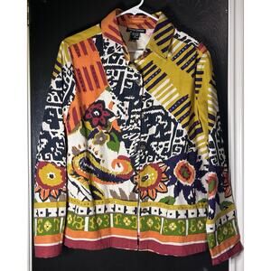 Gaudy Couture Womens M Jacket Wearable Art Colorful Vintage Cotton 90s